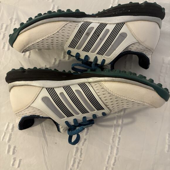 Adidas Spikeless Mesh Golf Shoes White Teal Laces Lightweight Men’s Size 9 - Picture 2 of 10